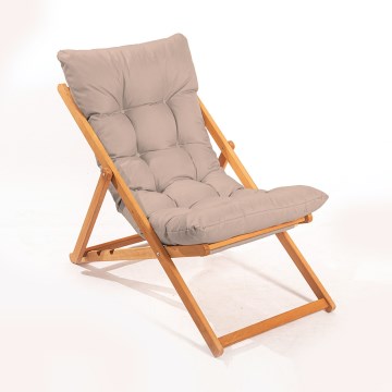 Chaise longue beige/hêtre
