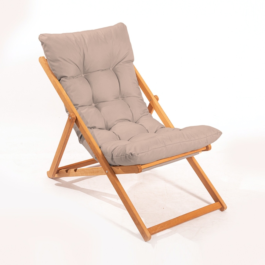 Chaise longue beige/hêtre