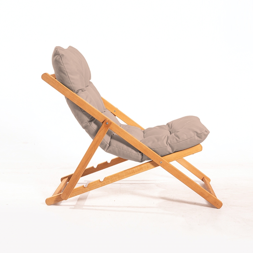 Chaise longue beige/hêtre
