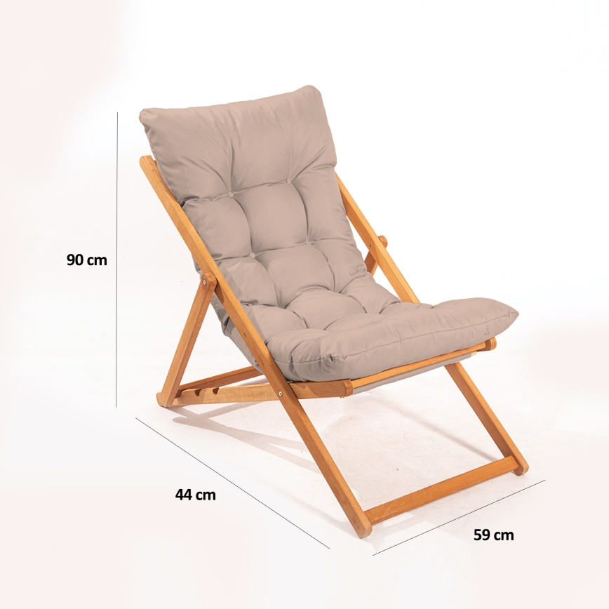 Chaise longue beige/hêtre