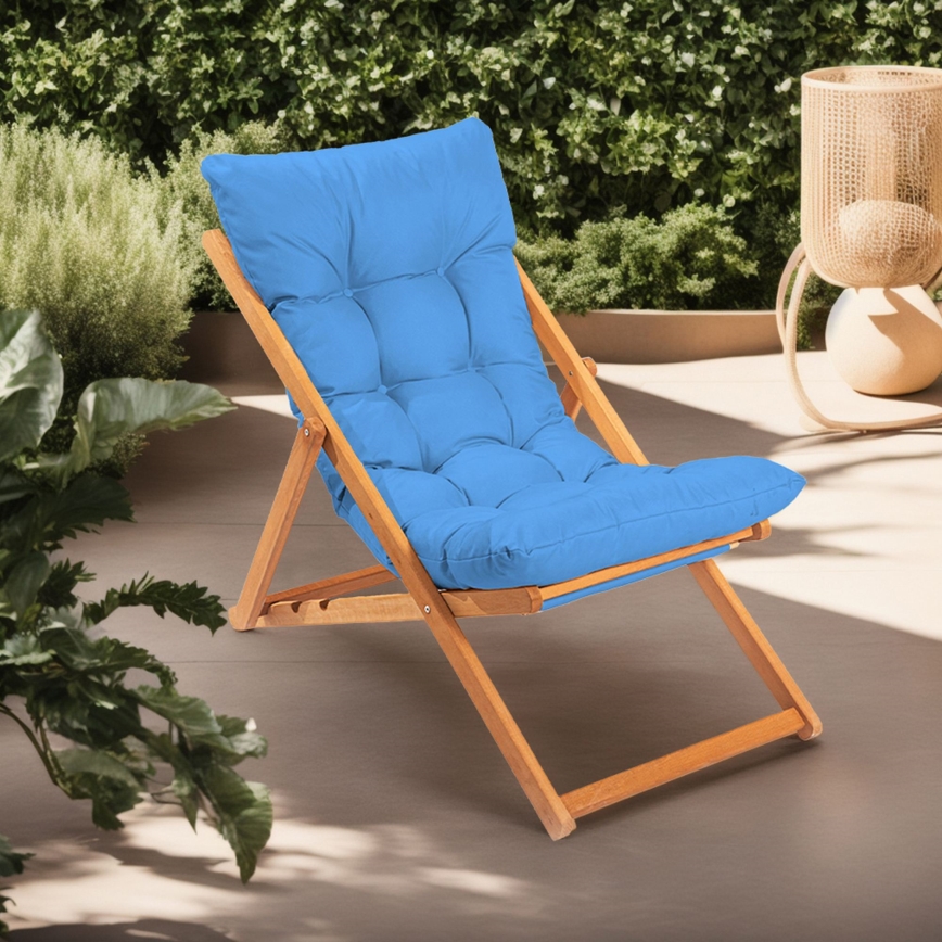 Chaise longue bleu/hêtre