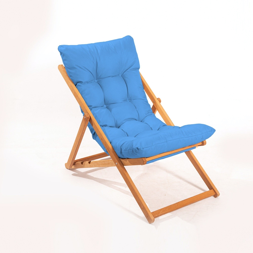 Chaise longue bleu/hêtre