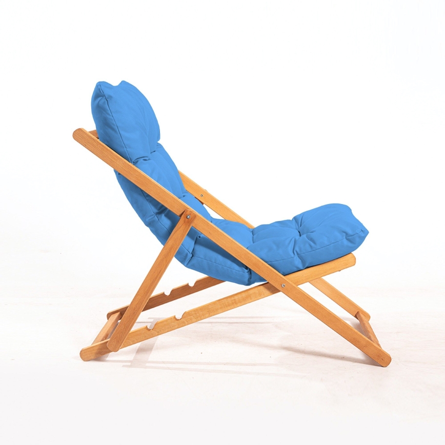 Chaise longue bleu/hêtre