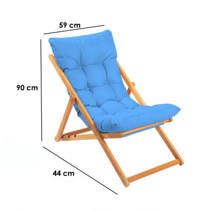 Chaise longue bleu/hêtre