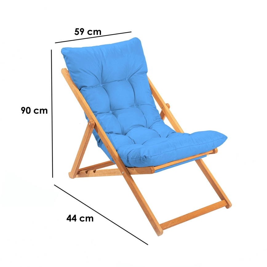 Chaise longue bleu/hêtre