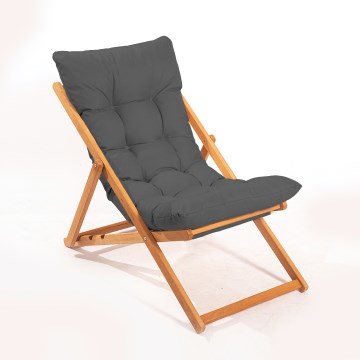 Chaise longue gris/hêtre