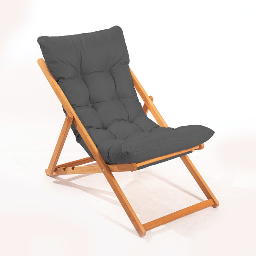Chaise longue gris/hêtre