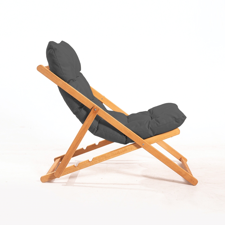 Chaise longue gris/hêtre