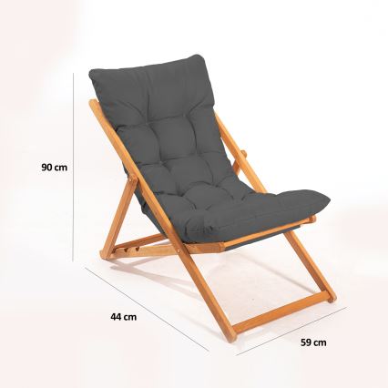 Chaise longue gris/hêtre