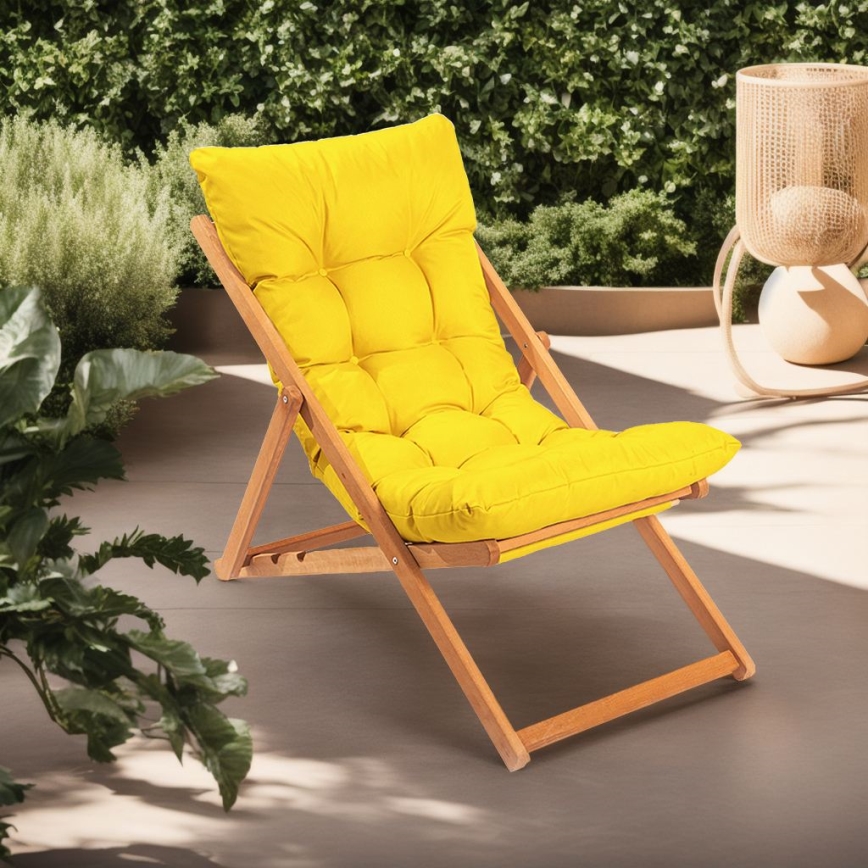 Chaise longue jaune/hêtre