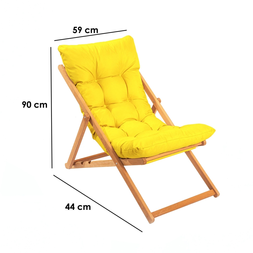 Chaise longue jaune/hêtre