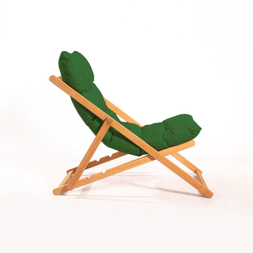 Chaise longue vert/hêtre