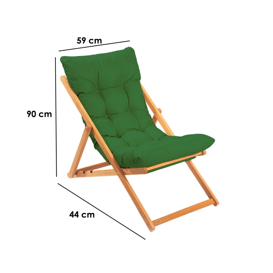 Chaise longue vert/hêtre