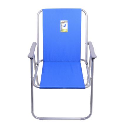 Chaise pliable mat chromé/bleue