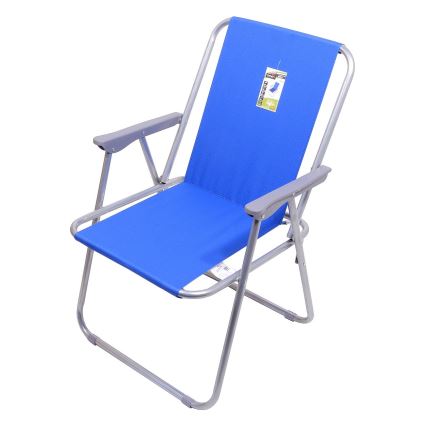 Chaise pliable mat chromé/bleue