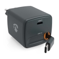Chargeur à câble rétractable Power Delivery 30W, 2x USB-C, noir