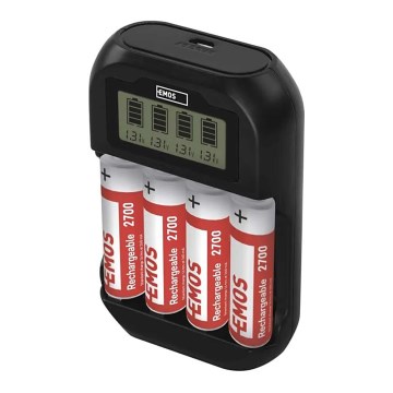 Chargeur de piles avec écran LCD 4xAA/AAA 5V