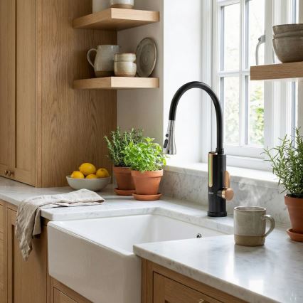 Chauffe-eau instantané avec écran LED 3000W/230V IPX4 noir