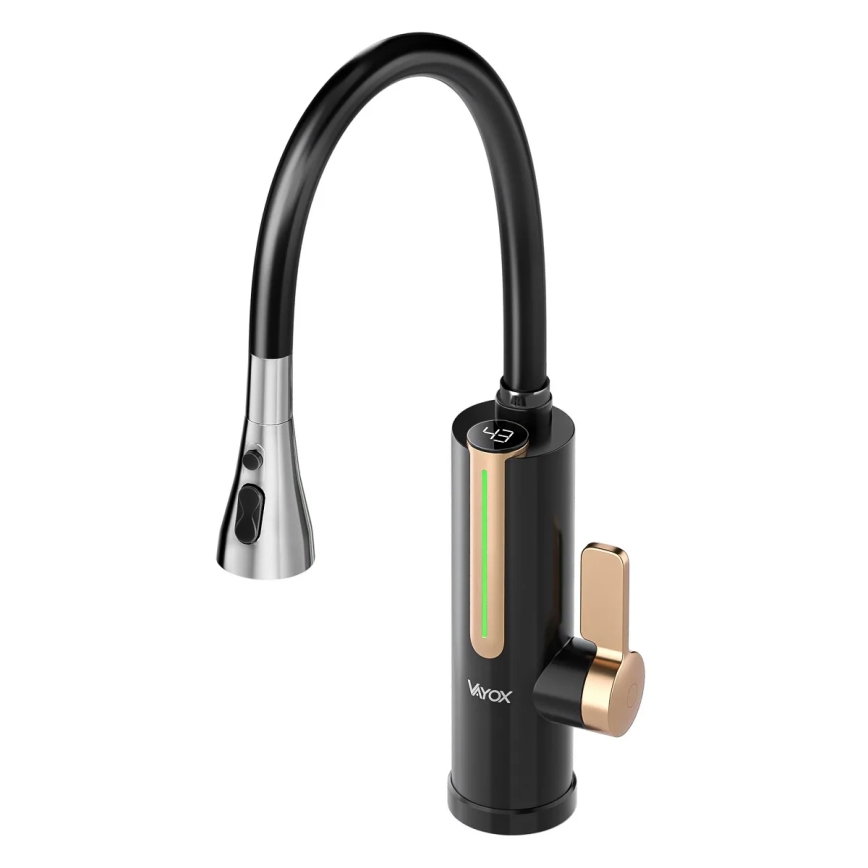 Chauffe-eau instantané avec écran LED 3000W/230V IPX4 noir