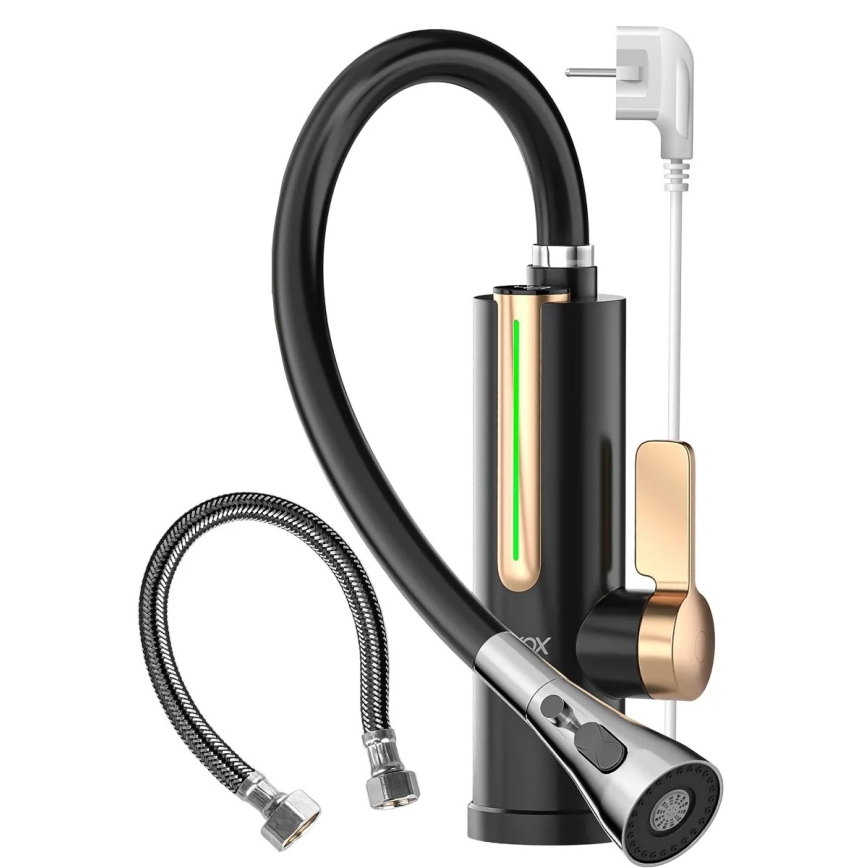 Chauffe-eau instantané avec écran LED 3000W/230V IPX4 noir