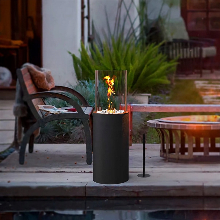 Cheminée à l'éthanol ROMA 26,5x80,5 cm 2kW noire + couvercle de protection