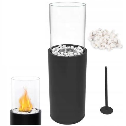 Cheminée à l'éthanol ROMA 26,5x80,5 cm 2kW noire + couvercle de protection