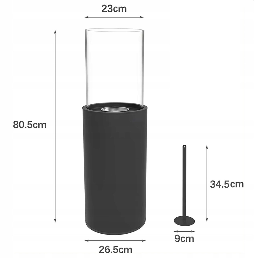 Cheminée à l'éthanol ROMA 26,5x80,5 cm 2kW noire + couvercle de protection