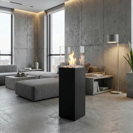 Cheminée au bioéthanol ALICANTE 26,5x80,5 cm 2kW noire + housse de protection