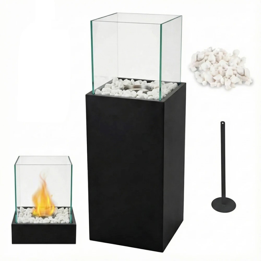 Cheminée bioéthanol ALICANTE 26,5 x 80,5 cm 2 kW noire