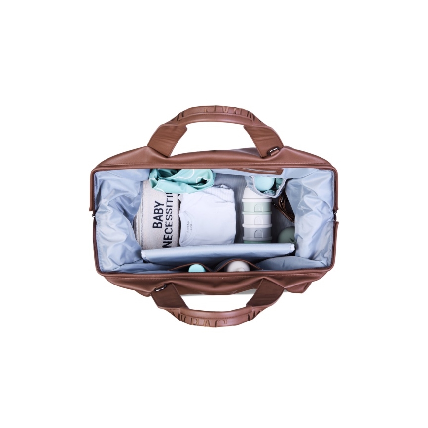 Childhome - Sac à langer MOMMY BAG LEATHER marron