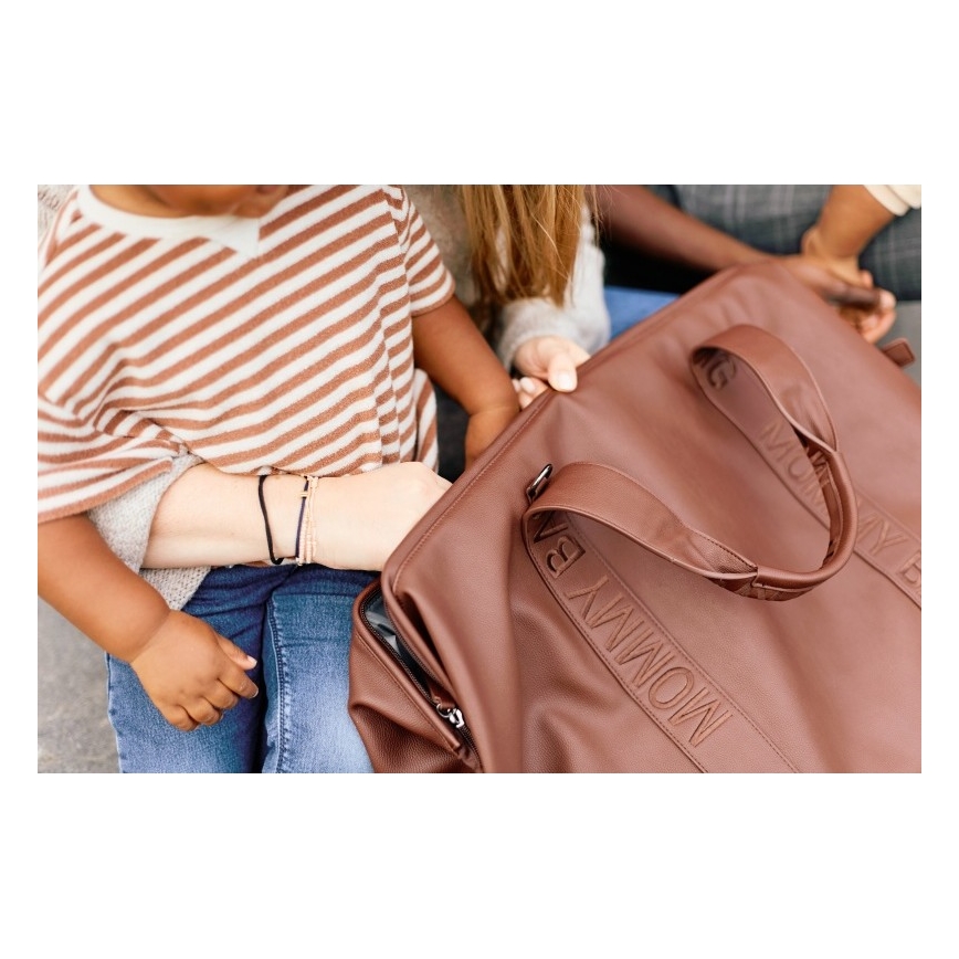Childhome - Sac à langer MOMMY BAG LEATHER marron