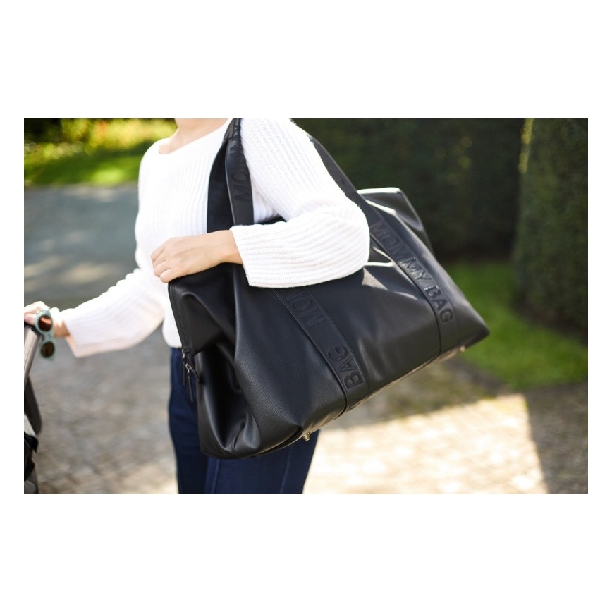 Childhome - Sac à langer MOMMY BAG LEATHER noir