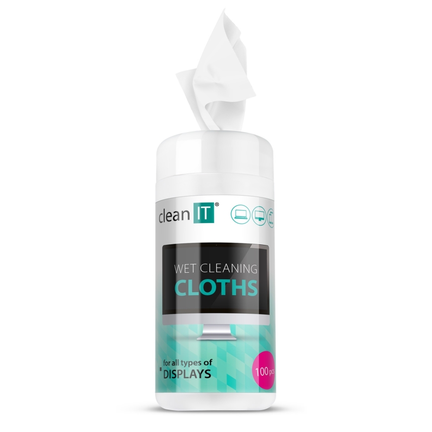 CLEAN IT CL-141 - Chiffons de nettoyage humide pour écrans 100 pce