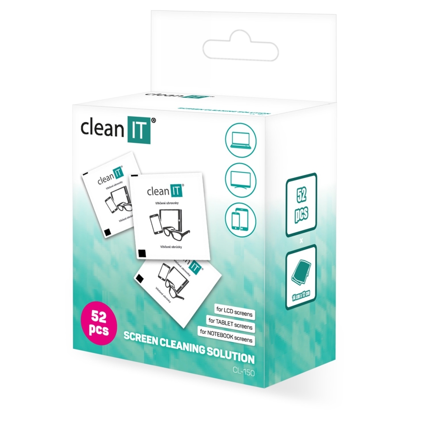 CLEAN IT CL-150 - Lingettes humides de nettoyage unique 52 pce