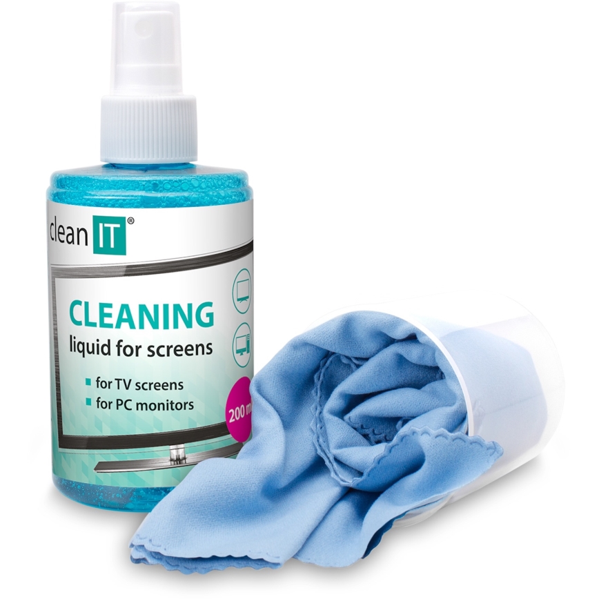 CLEAN IT CL-180 - Solution de nettoyage d'écran avec chiffon 200 mm