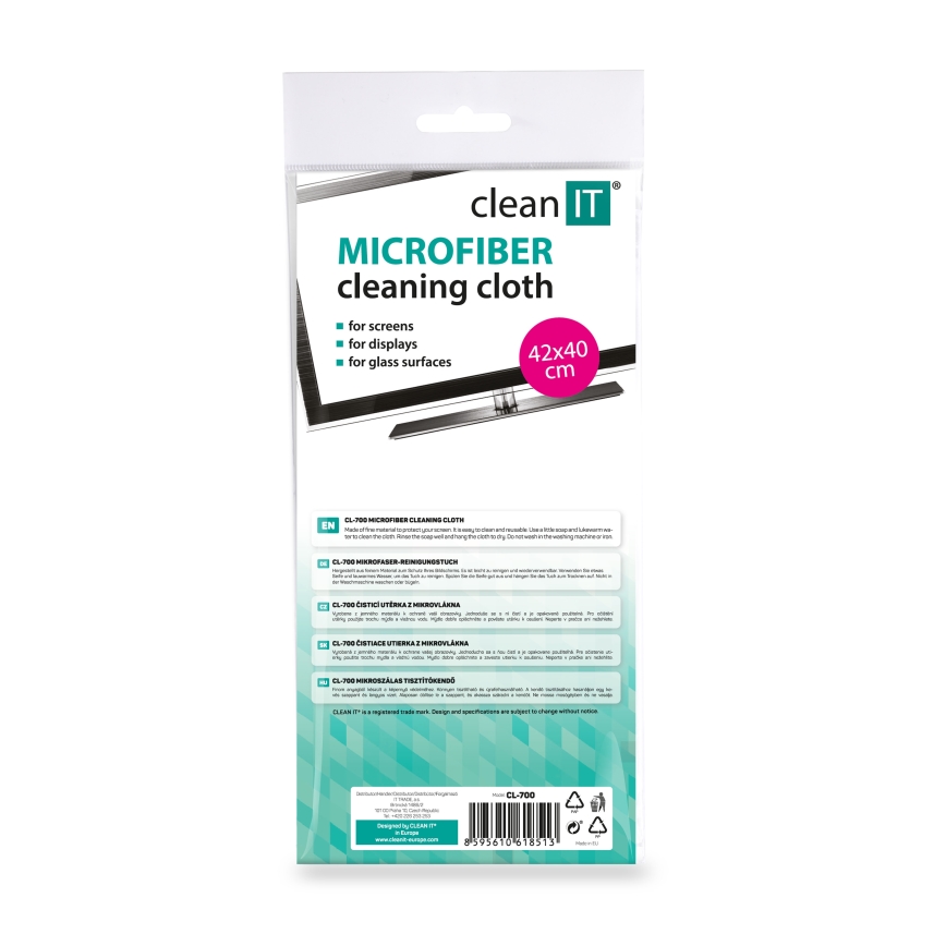 CLEAN IT CL-700 - Chiffon de nettoyage en microfibre 40x42 cm bleu