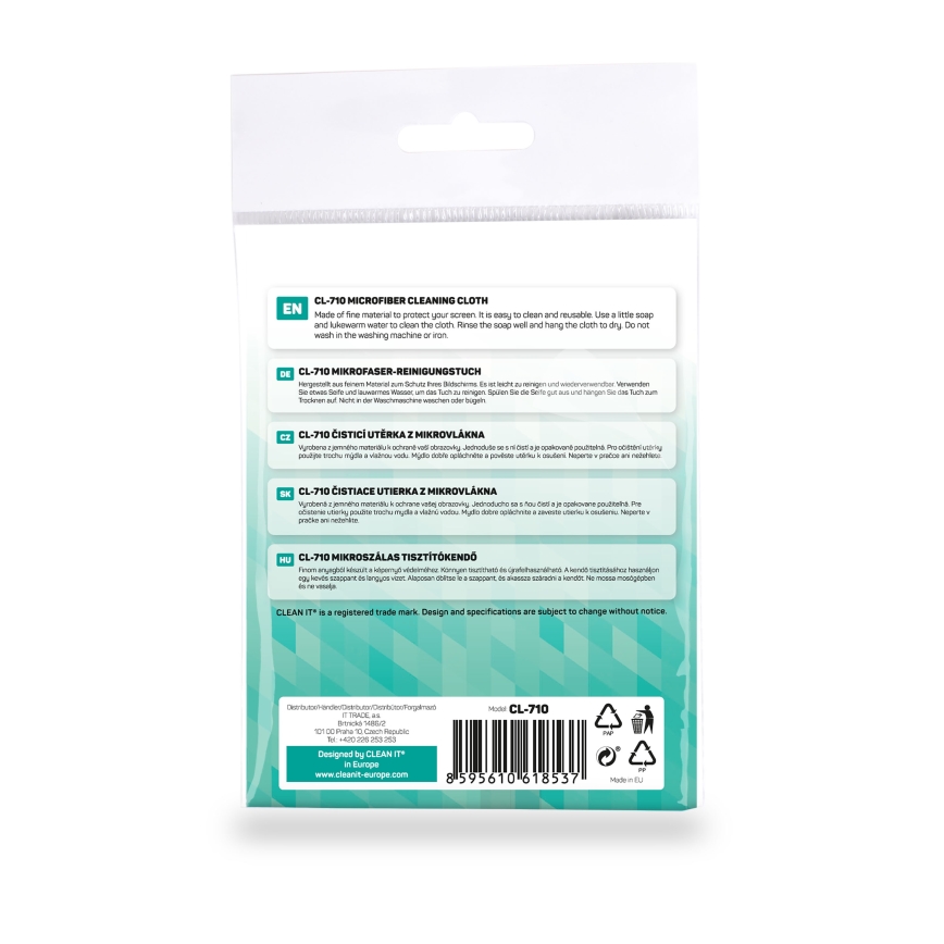 CLEAN IT CL-710 - Chiffon de nettoyage en microfibre 19x19 cm bleu