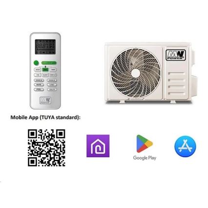 Climatiseur 09K V1 2,6 kW Wi‑Fi Tuya blanc + télécommande