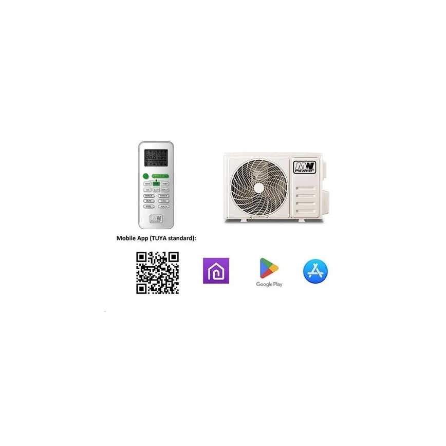 Climatiseur 12K V1 3,5 kW Wi-Fi Tuya blanc + télécommande
