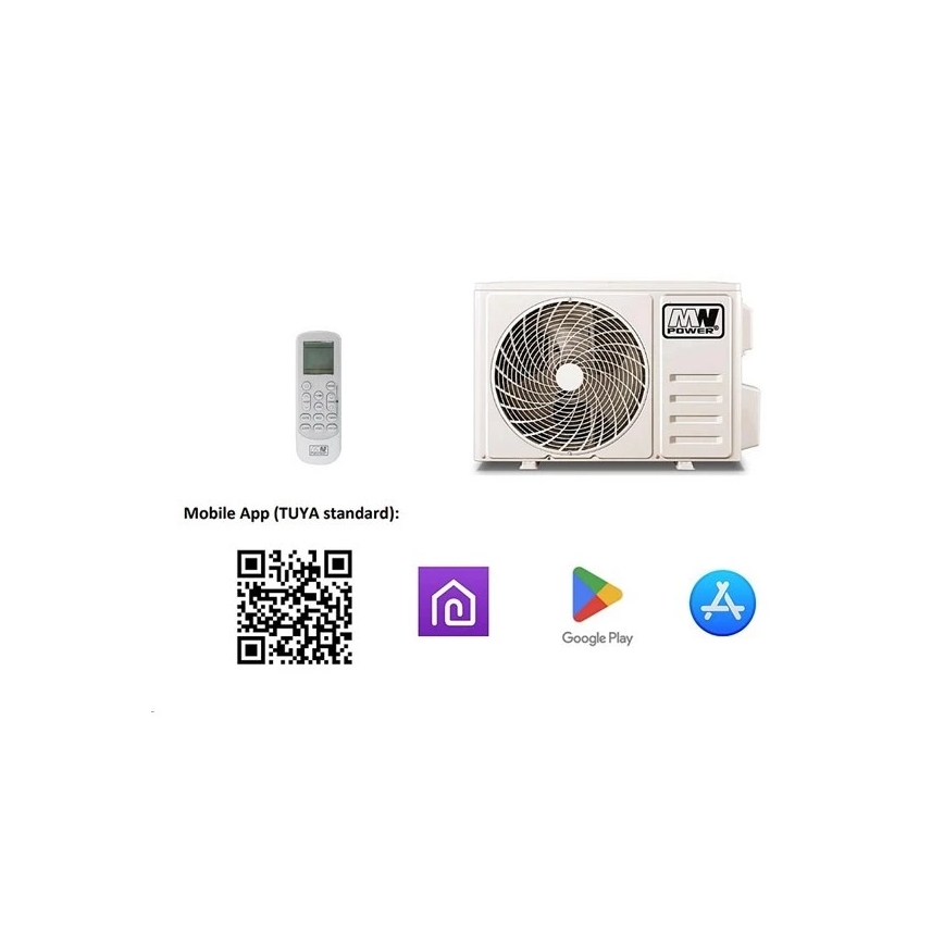 Climatiseur 12K V1 3,65 kW Wi-Fi Tuya blanc + télécommande
