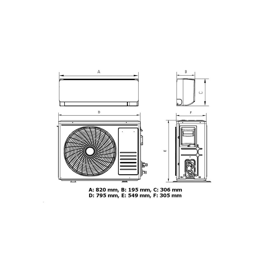 Climatiseur 12K V1 3,65 kW Wi-Fi Tuya blanc + télécommande