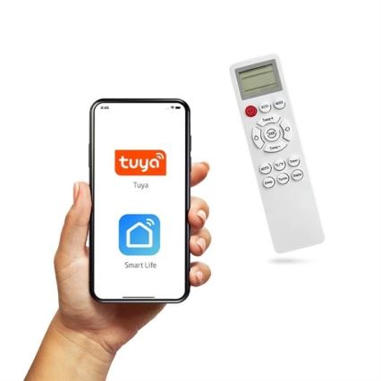 Climatiseur solaire hybride 5 kW Tuya blanc + télécommande