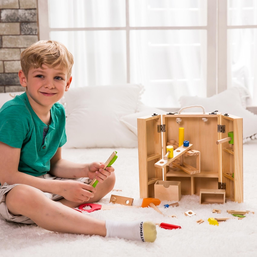 Coffret d'outils en bois, 30 pièces