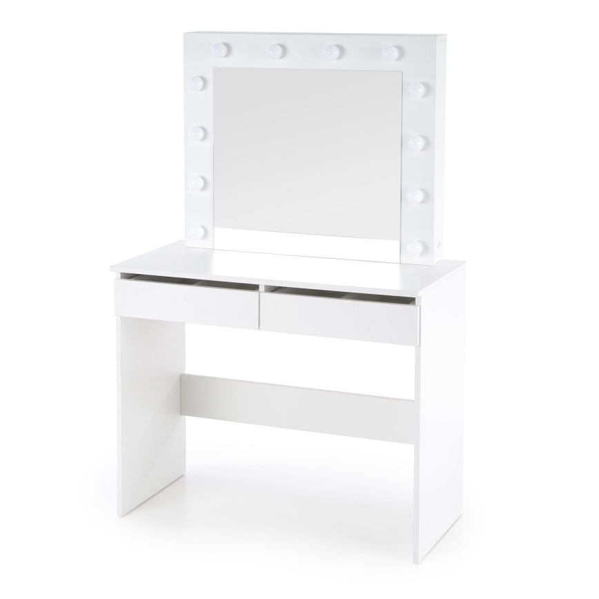 Coiffeuse avec éclairage LED HOLLYWOOD 140x94 cm blanc
