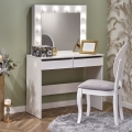 Coiffeuse HOLLYWOOD 140x94 cm blanche avec éclairage LED intégré