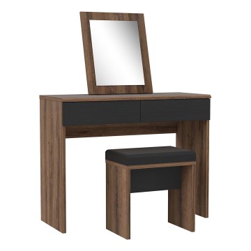 Coiffeuse JUNO + tabouret 45x29,6 cm brun/noir