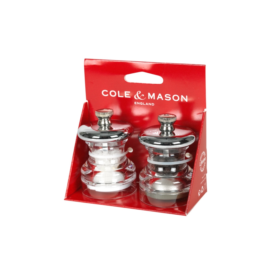 Cole&Mason - Coffret de moulins à sel et poivre BUTTON 2 pièces 6,5 cm