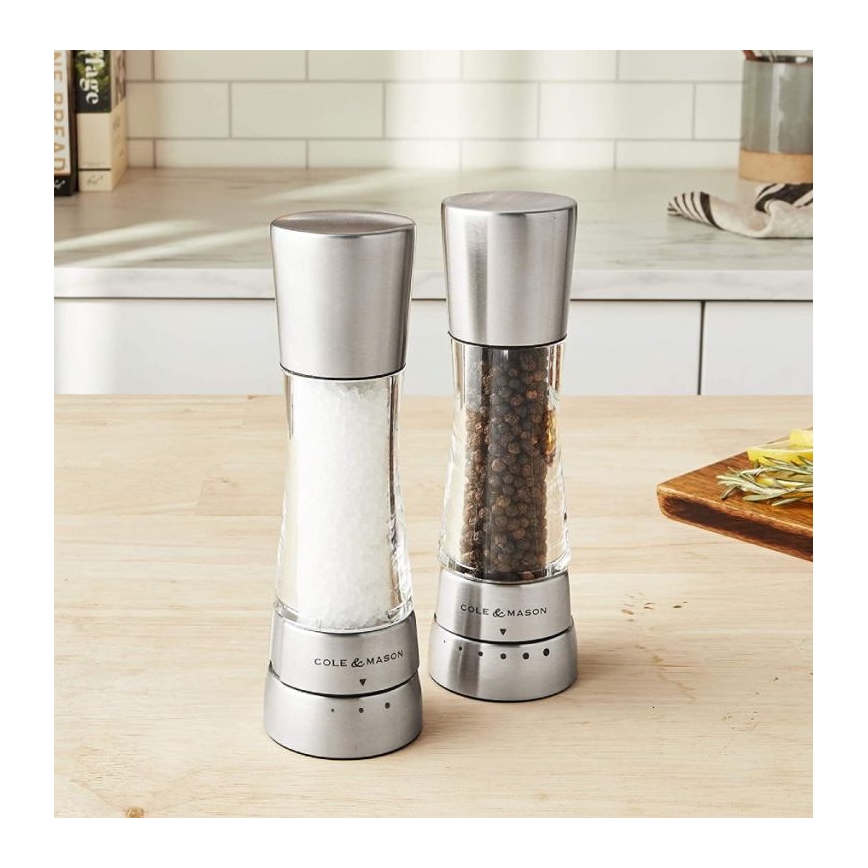 Cole&Mason - Coffret de moulins à sel et poivre DERWENT 2 pcs 19 cm chrome mat