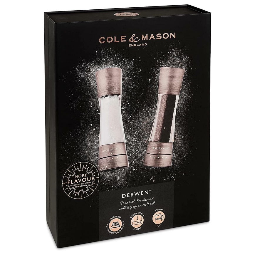 Cole&Mason - Coffret de moulins à sel et poivre DERWENT 2 pcs 19 cm chrome mat