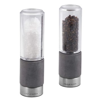 Cole&Mason - Lot de 2 moulins à sel et à poivre REGENT CONCRETE, béton, 18 cm